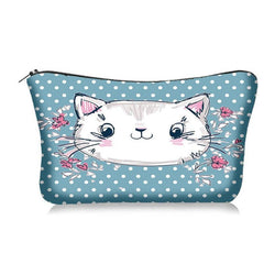 Cat Print Zipper Storage Bag Lightweight Toiletry Wash Pouch