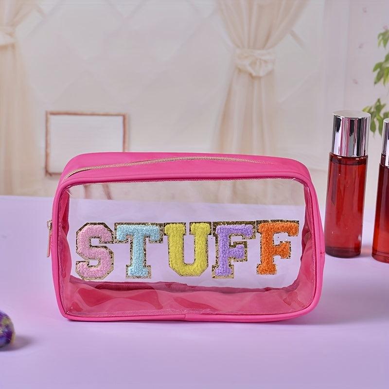 Waterproof Transparent Letter Pattern Makeup Pouch Zipper Carry On Bag