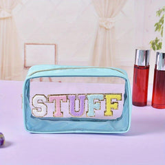 Waterproof Transparent Letter Pattern Makeup Pouch Zipper Carry On Bag