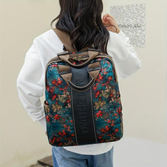 Retro Print Large Capacity Backpack Oxford Cloth Casual Travel Bag