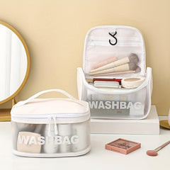 Transparent Waterproof Cosmetic Bag Plastic Handheld Makeup Storage Organizer