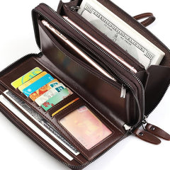 Vintage Men's Handbag Hand Grip Bag Cell Phone Bag Wallet