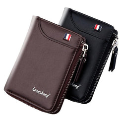 Men's Leather Credit Card Holder Zipper Business Wallet