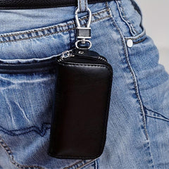 Men's Leather Zipper Key Bag Keychain Multifunctional