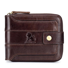 Men's Large Capacity Anti-theft Leather Wallet with Zip