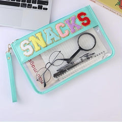 Chenille Embroidered Snack Pouch Cosmetic Bag