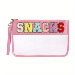 Chenille Embroidered Snack Pouch Cosmetic Bag