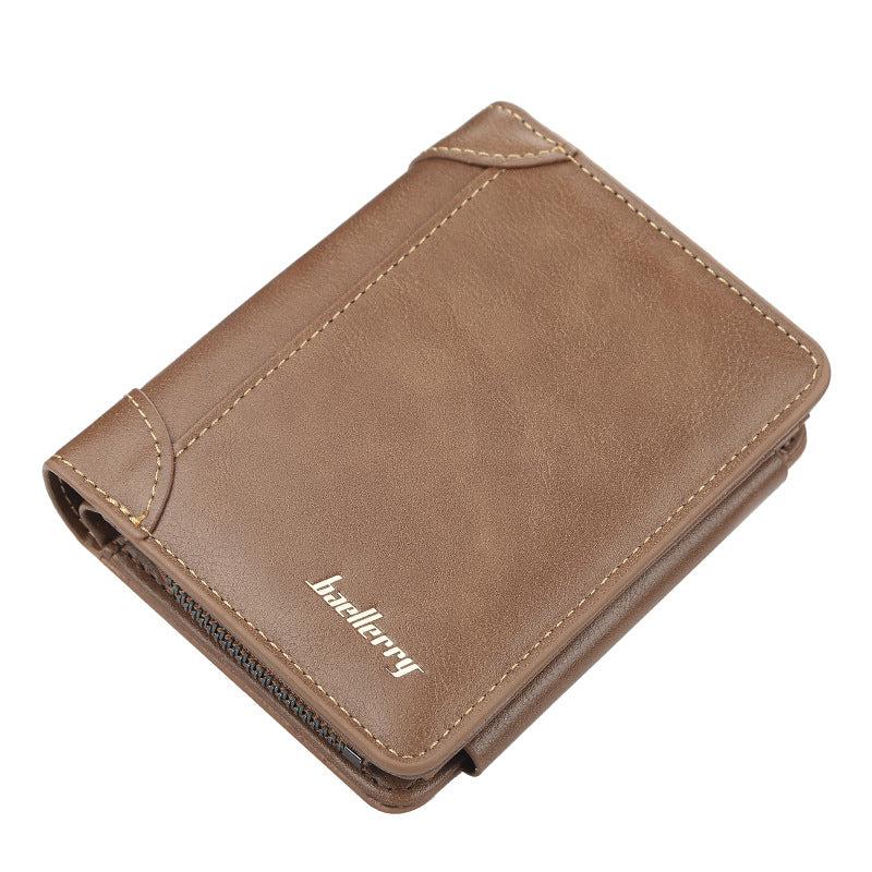 Men's Bifold Leather Wallet with Zipper Coin Pocket