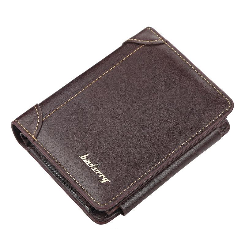 Men's Bifold Leather Wallet with Zipper Coin Pocket