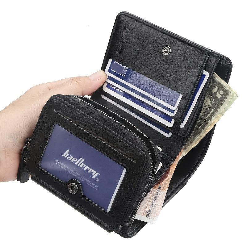 Men's Bifold Leather Wallet with Zipper Coin Pocket
