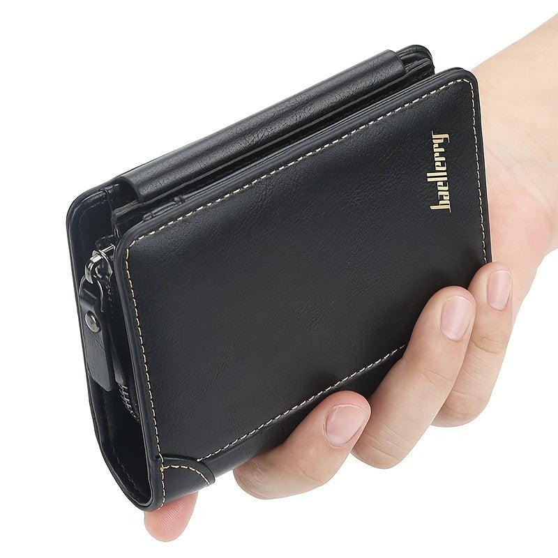 Men's Bifold Leather Wallet with Zipper Coin Pocket