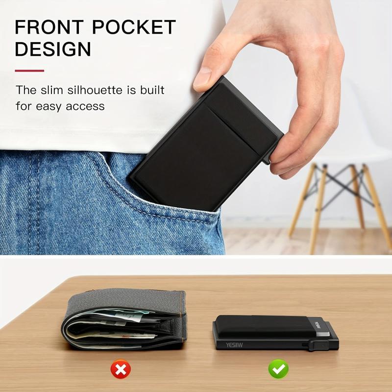 Slim RFID Wallet Card Cover Aluminum Alloy Push Card Box