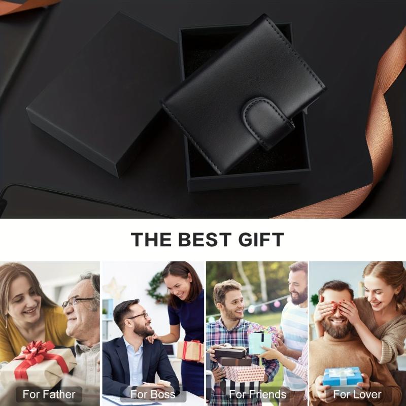 Men's Retro Leather RFID Wallet Aluminum Alloy Card Holder Slim