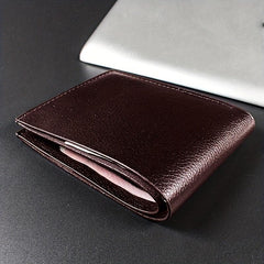 Men's Leather Wallet Vintage Short Zipper Thin Soft