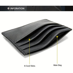 Leather Credit Card Holder Wallet Thin Minimalist Card Case for Men or Women