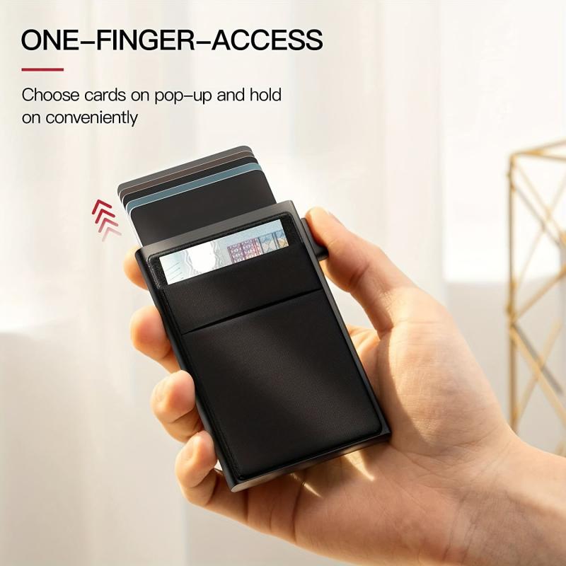 RFID Blocking Card Holder Aluminum Alloy Side Push Credit Card Holder Money Clip