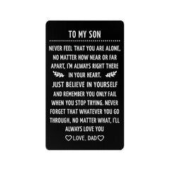 Engraved Love Message Card Wallet Insert Son Daughter Graduation Birthday Gift
