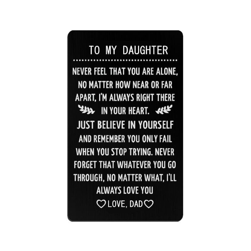 Engraved Love Message Card Wallet Insert Son Daughter Graduation Birthday Gift