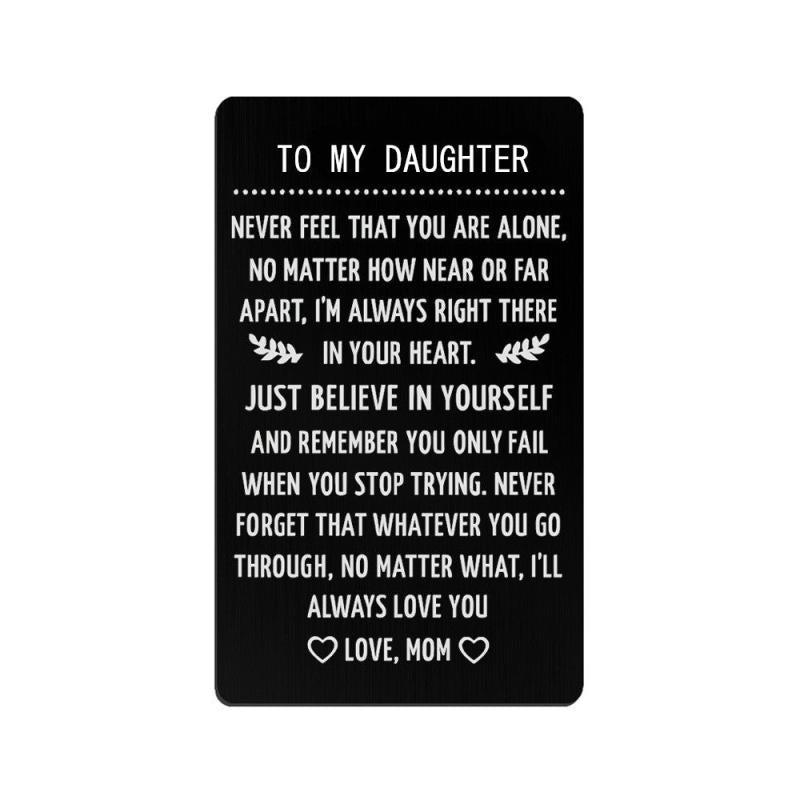 Engraved Love Message Card Wallet Insert Son Daughter Graduation Birthday Gift