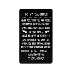 Engraved Love Message Card Wallet Insert Son Daughter Graduation Birthday Gift