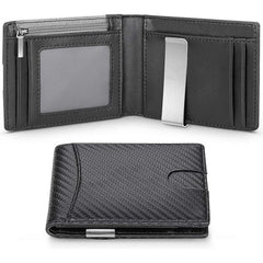 Men's Carbon Fiber Money Clip Card Holder Coin Purse