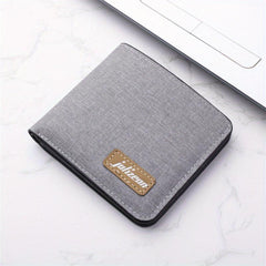 Canvas Wallet Men 1 ID 4 Slots 1 Zipper 1 Big Purse Gray Coin Purse Card Wallet