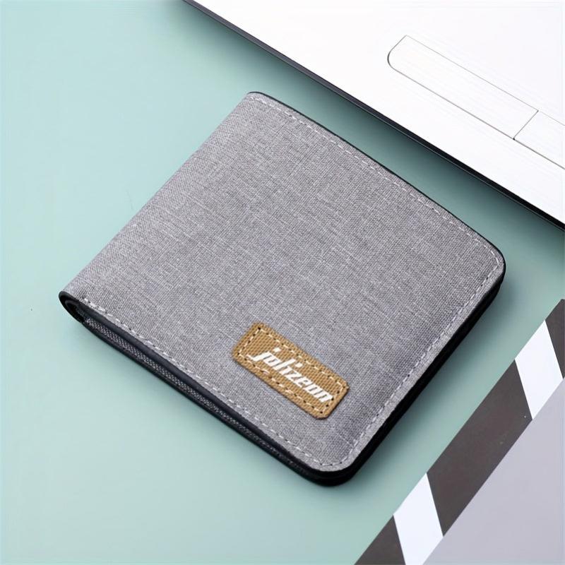 Canvas Wallet Men 1 ID 4 Slots 1 Zipper 1 Big Purse Gray Coin Purse Card Wallet