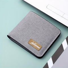 Canvas Wallet Men 1 ID 4 Slots 1 Zipper 1 Big Purse Gray Coin Purse Card Wallet