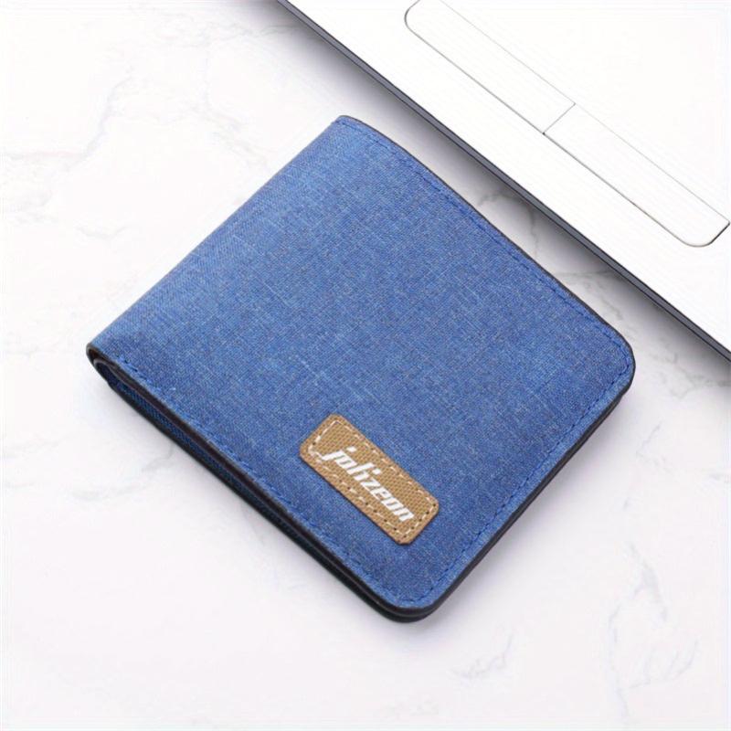 Canvas Wallet Men 1 ID 4 Slots 1 Zipper 1 Big Purse Gray Coin Purse Card Wallet
