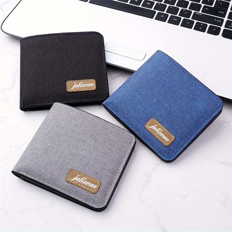 Canvas Wallet Men 1 ID 4 Slots 1 Zipper 1 Big Purse Gray Coin Purse Card Wallet