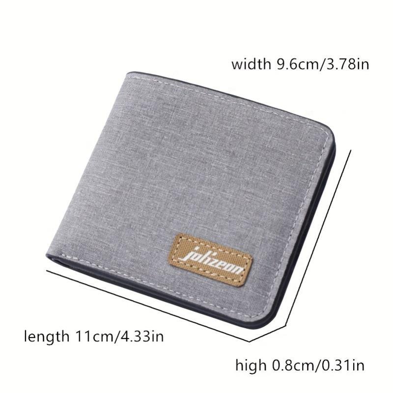 Canvas Wallet Men 1 ID 4 Slots 1 Zipper 1 Big Purse Gray Coin Purse Card Wallet