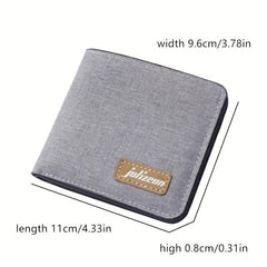Canvas Wallet Men 1 ID 4 Slots 1 Zipper 1 Big Purse Gray Coin Purse Card Wallet