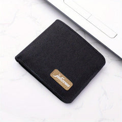 Canvas Wallet Men 1 ID 4 Slots 1 Zipper 1 Big Purse Gray Coin Purse Card Wallet