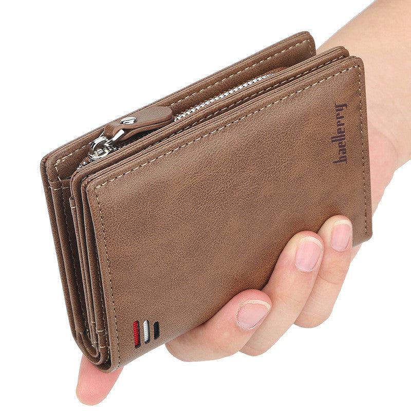 Men's Short Vertical Wallet with Button Pocket