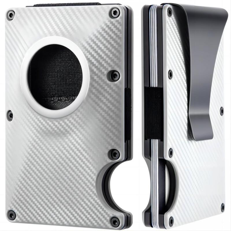Carbon Fiber Card Holder Anti Theft Wallet Metal Clip