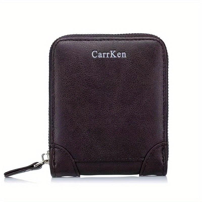 Men's Zipper Wallet Credit Card Holder Short PU Leather