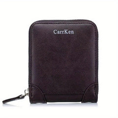 Men's Zipper Wallet Credit Card Holder Short PU Leather