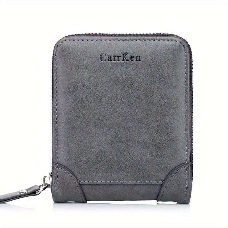Men's Zipper Wallet Credit Card Holder Short PU Leather