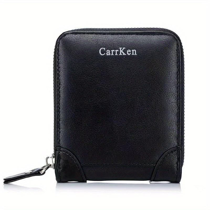 Men's Zipper Wallet Credit Card Holder Short PU Leather