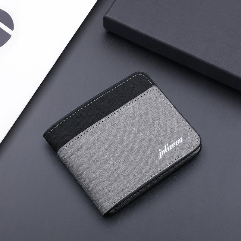 Canvas Men's Wallet Grey Card Holder ID Photo Bank Credit Compact Wallet