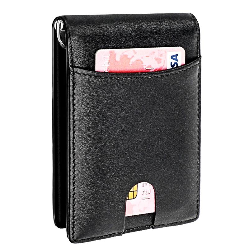 Men's Slim RFID Blocking Wallet Money Clip Bifold Leather Credit Card Holder