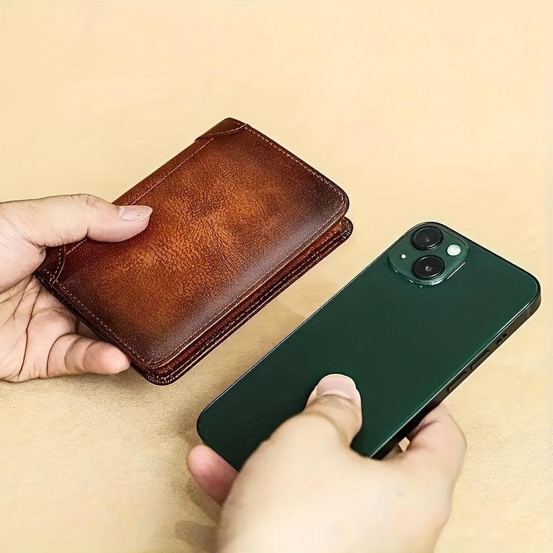 Leather Rfid Wallets For Men Vintage Thin ID Holder Money Bag