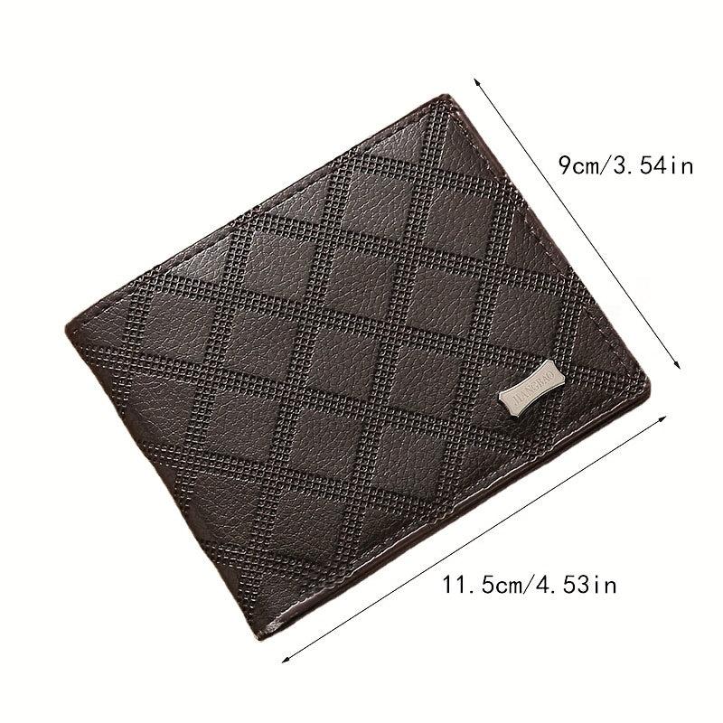 Men's Short Money Clip Argyle Pattern Card Slot Coin Purse