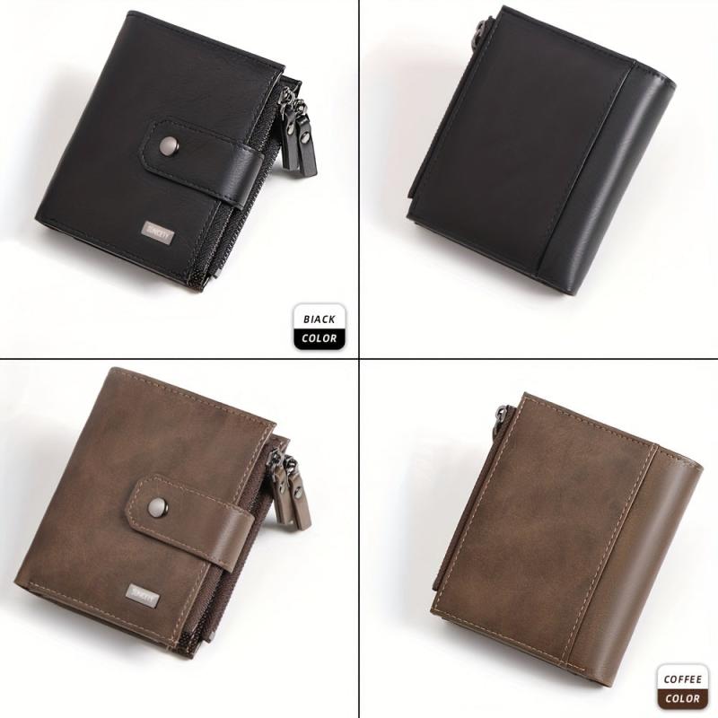 RFID Blocking PU Leather Men's Short Wallet