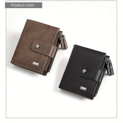 RFID Blocking PU Leather Men's Short Wallet