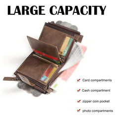 RFID Blocking PU Leather Men's Short Wallet
