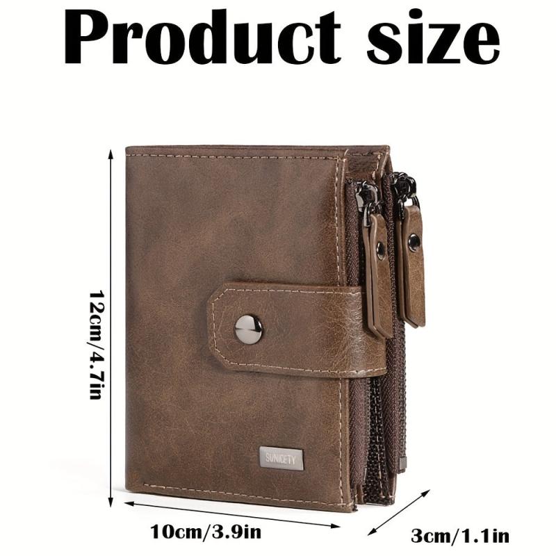 RFID Blocking PU Leather Men's Short Wallet
