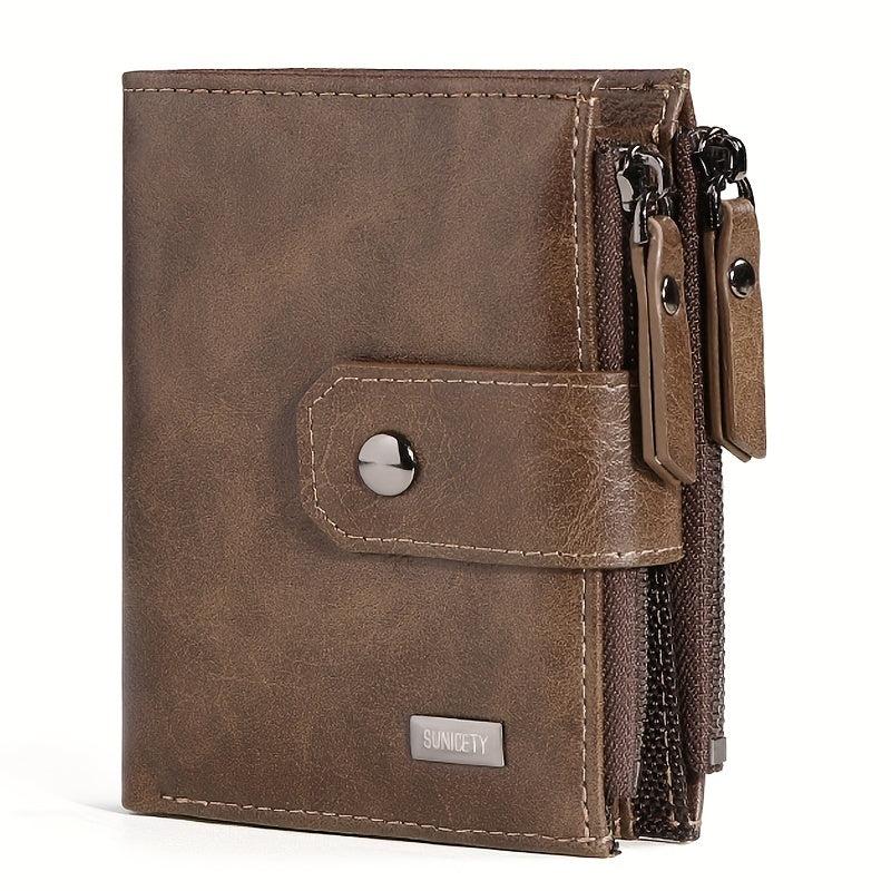 RFID Blocking PU Leather Men's Short Wallet