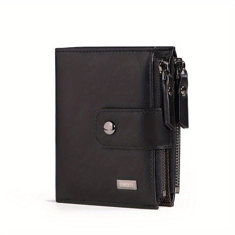 RFID Blocking PU Leather Men's Short Wallet