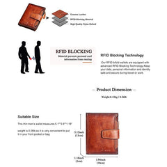 Men's Vintage Leather Bifold Wallets Card Holder Zipper Wallet